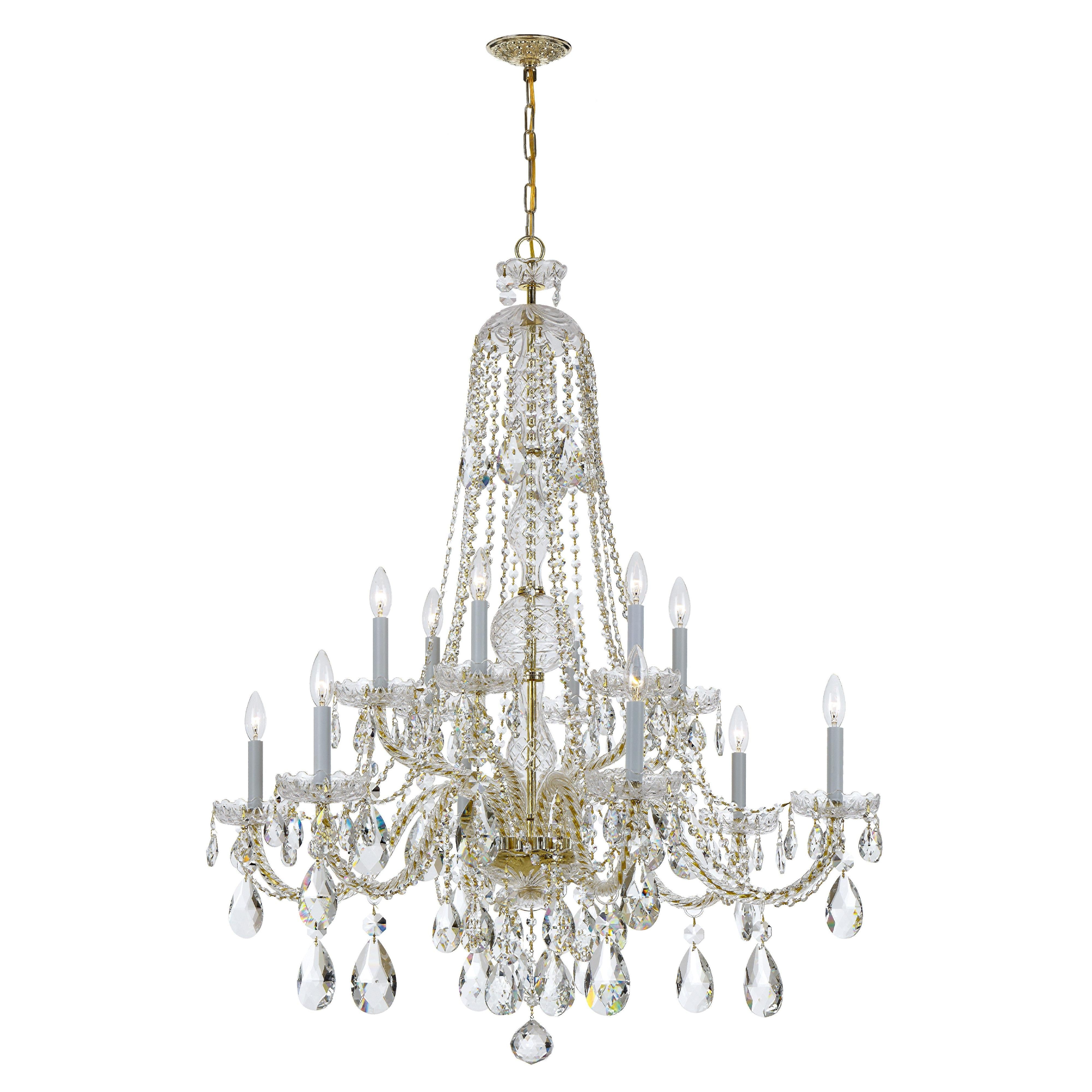Crystorama Traditional Crystal 1114-PB-CL-MWP – 42 Inch – 12 Light – Chandelier – Clear Crystal – Polished Brass – Dry Rated