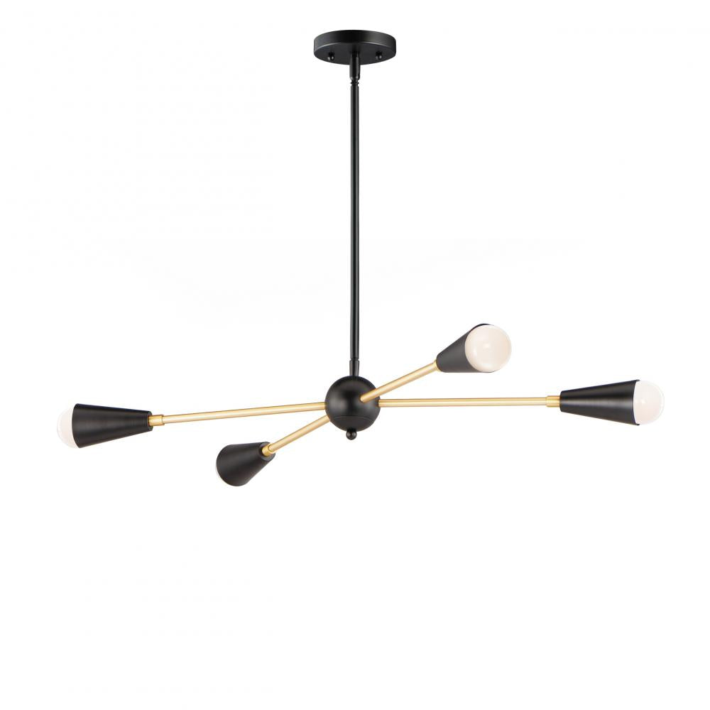 Lovell 32 Inch 4 Light Pendant – Black / Satin Brass