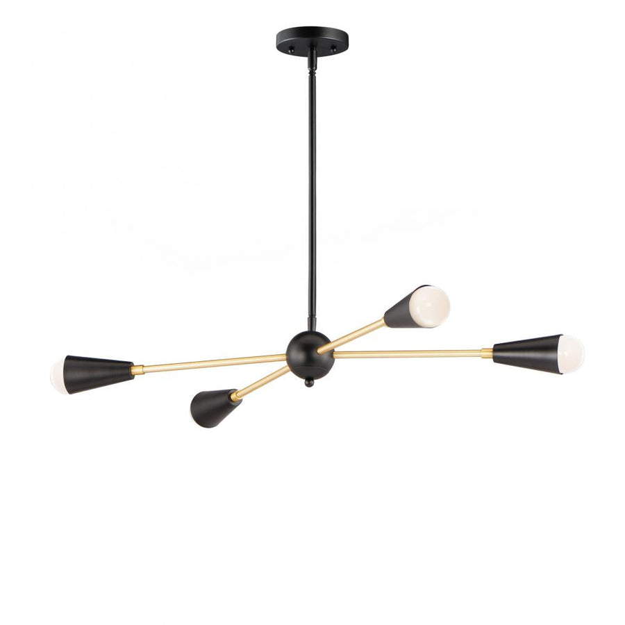 Maxim Lighting 11264BKSBR Lovell 32 Inch 4 Light Pendant – Black / Satin Brass