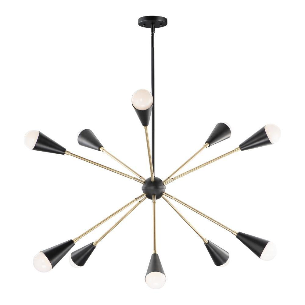 Lovell Inch 10 Light Pendant – Black / Satin Brass