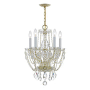 Crystorama 1129-PB-CL-MWP Traditional Crystal 5 Light Hand Cut Crystal Mini Chandelier, UL Dry Rated, Polished Brass