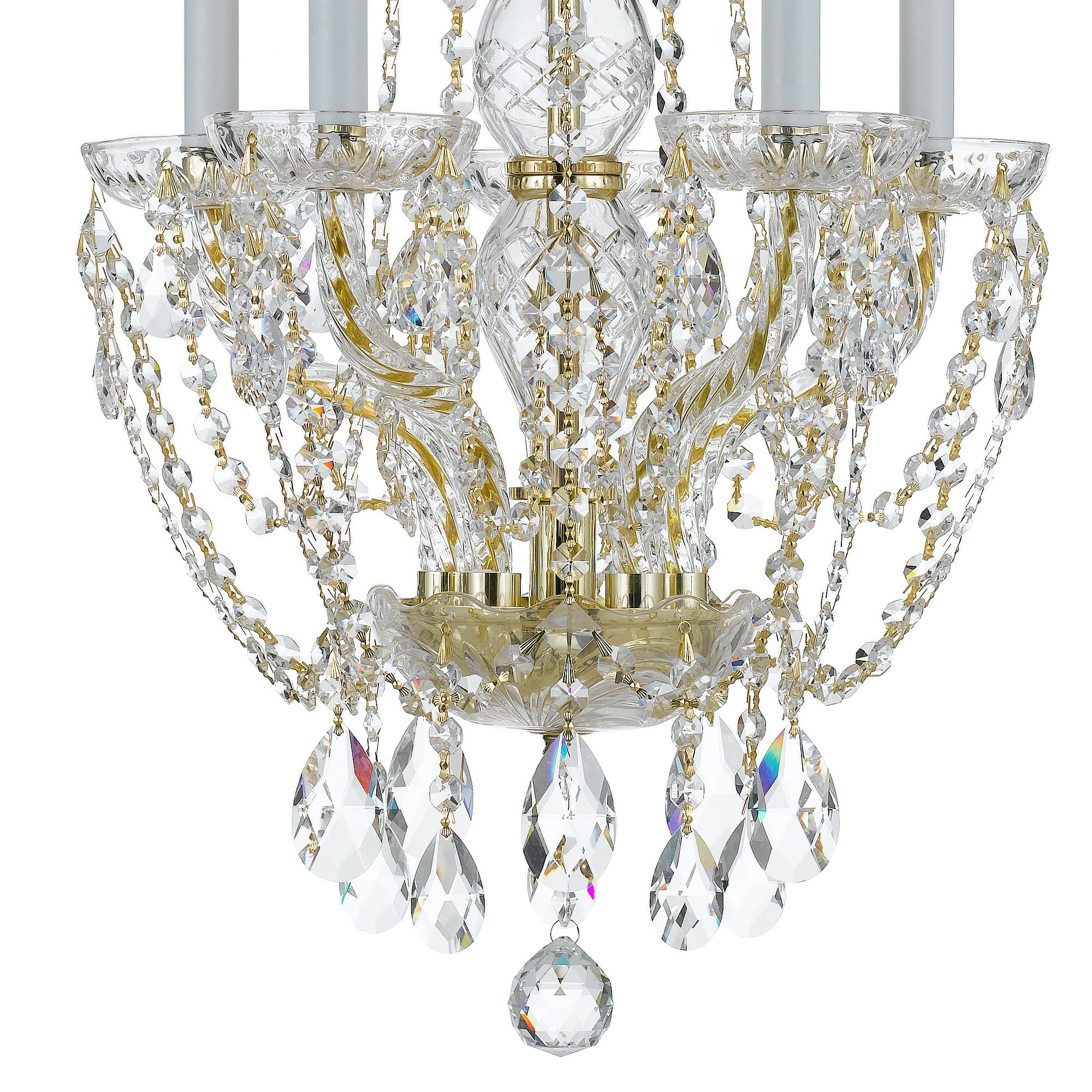 Crystorama Traditional Crystal 1129-PB-CL-MWP – 14 Inch – 5 Light – Chandelier – Clear Crystal – Polished Brass – Dry Rated