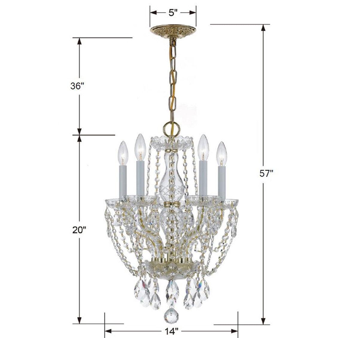 Crystorama Traditional Crystal 1129-PB-CL-MWP – 14 Inch – 5 Light – Chandelier – Clear Crystal – Polished Brass – Dry Rated