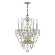 Crystorama Traditional Crystal 1129-PB-CL-SAQ – 14 Inch – 5 Light – Chandelier – Clear Crystal – Polished Brass – Dry Rated
