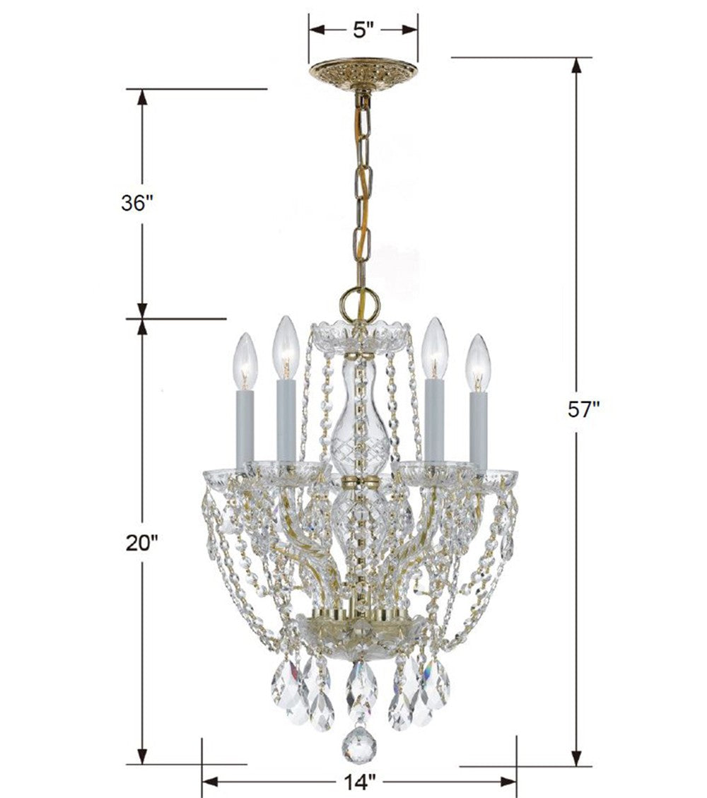Crystorama Lighting 1129-PB-CL-SAQ Mini Chandelier, UL Dry Rated, Polished Brass