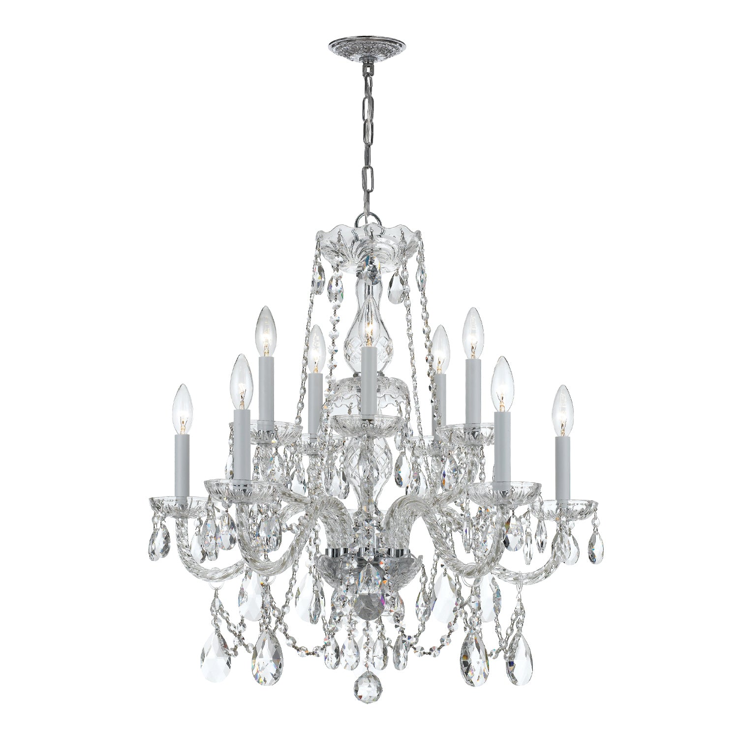 Crystorama Traditional Crystal 1130-CH-CL-S – 26 Inch – 10 Light – Chandelier – Clear Crystal – Polished Chrome – Damp Rated
