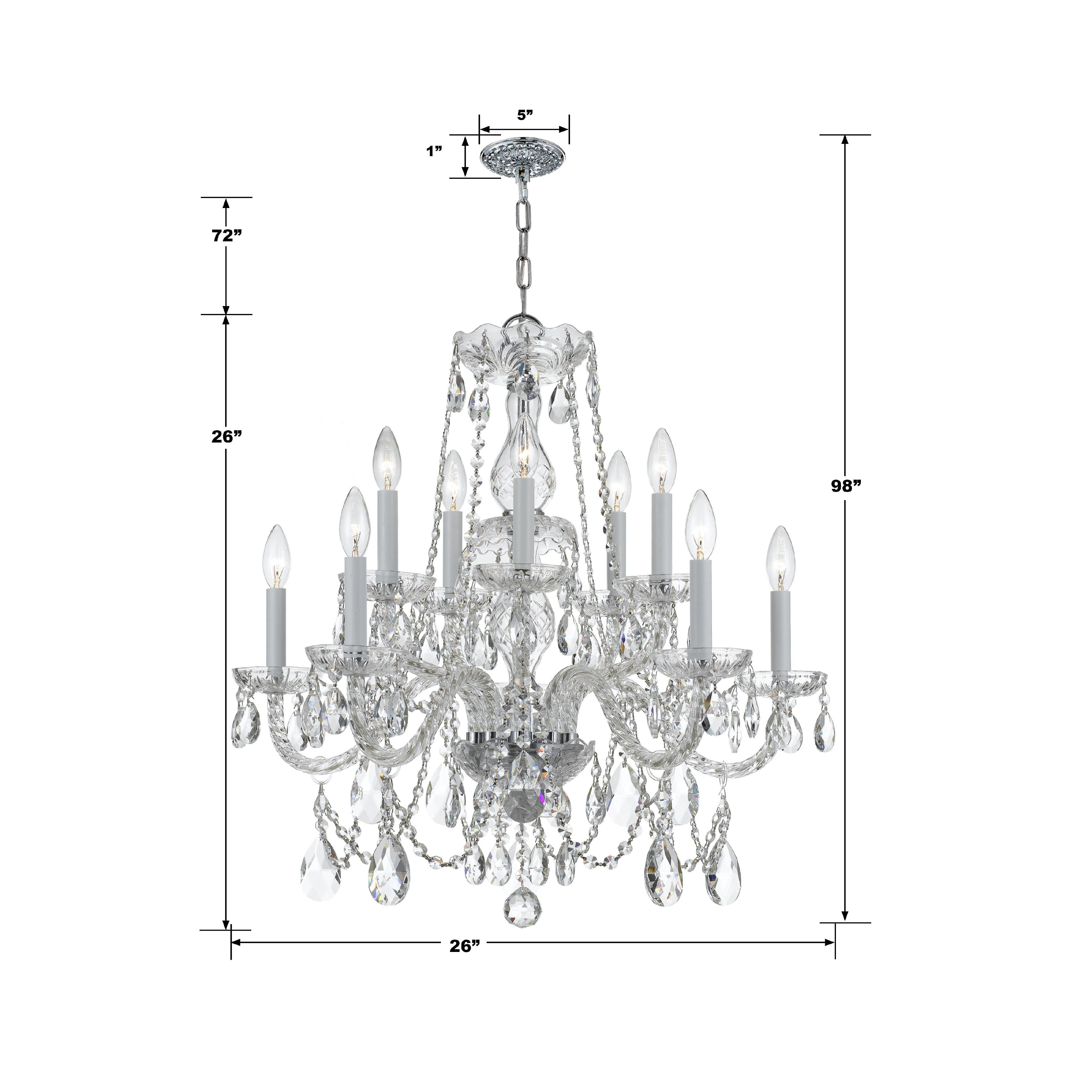 Crystorama Traditional Crystal 1130-CH-CL-SAQ – 26 Inch – 10 Light – Chandelier – Clear Crystal – Polished Chrome – Damp Rated