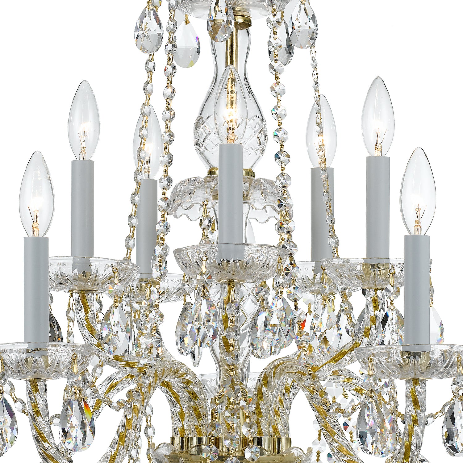 Crystorama Traditional Crystal 1130-PB-CL-MWP – 26 Inch – 10 Light – Chandelier – Clear Crystal – Polished Brass – Damp Rated