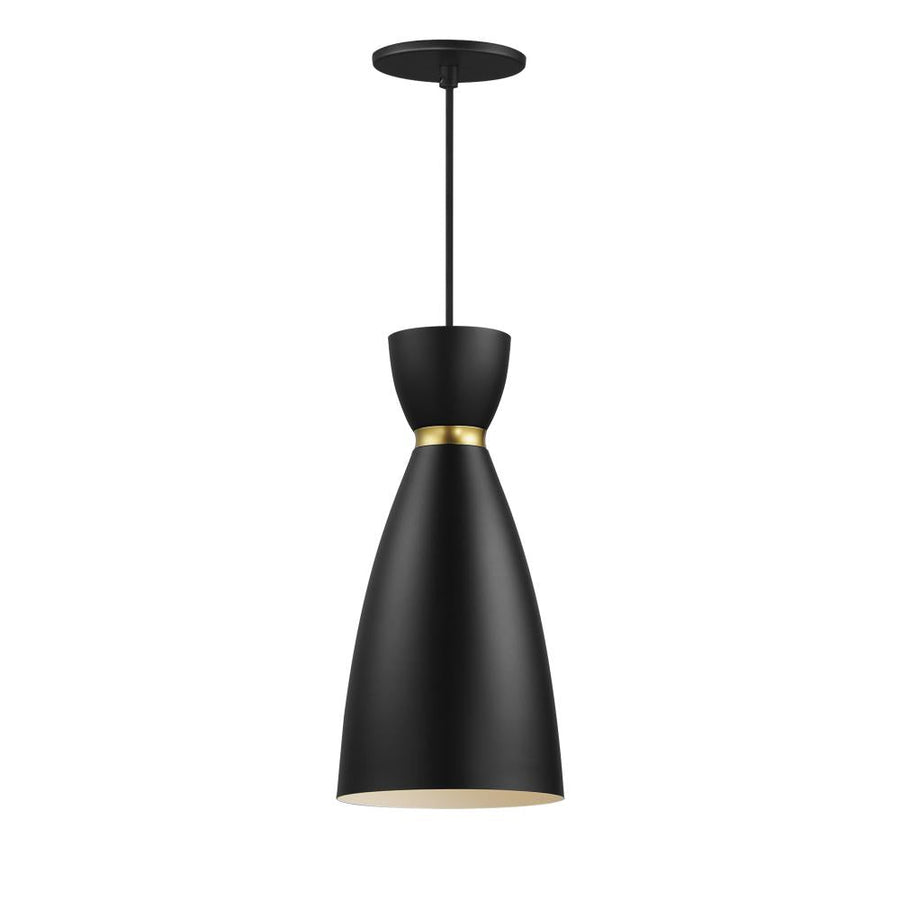 Maxim Lighting 11301BKSBR Carillon 7 Inch Mini Pendant – Black / Satin Brass