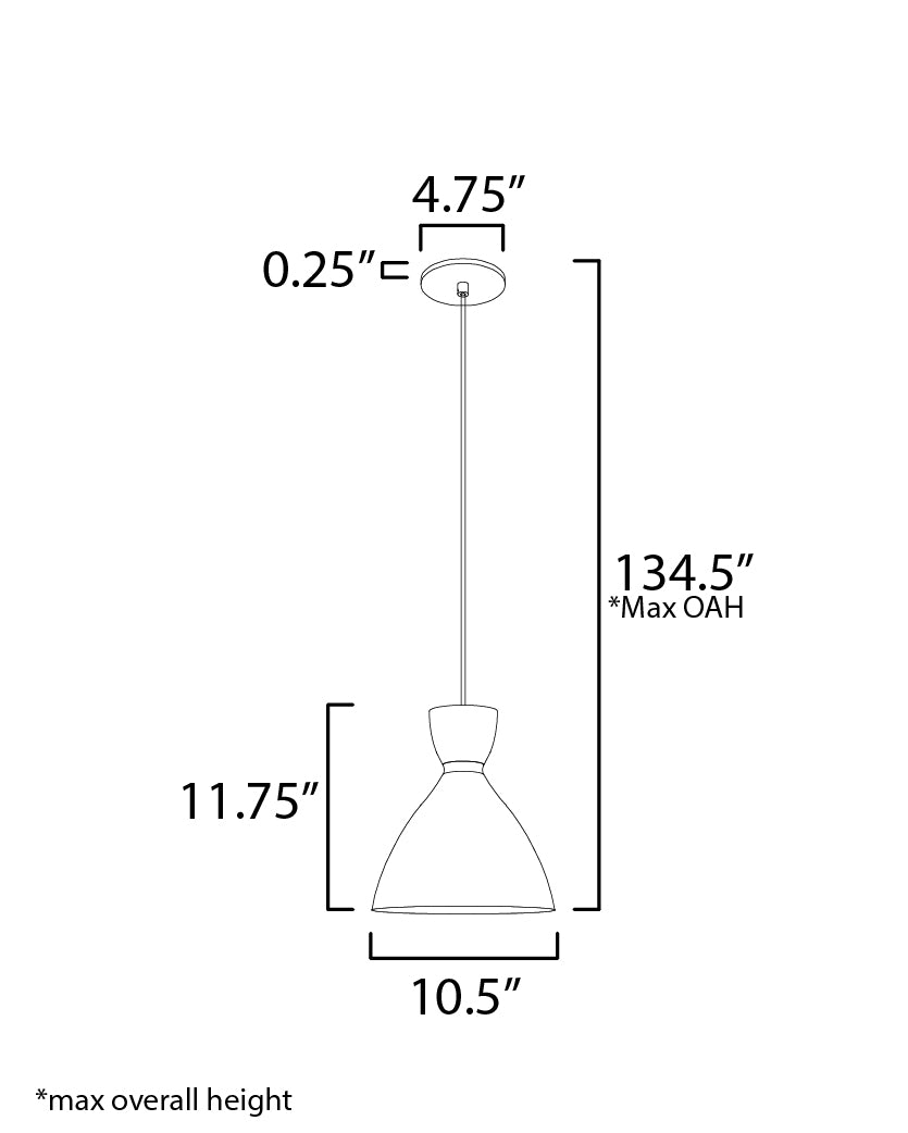 10 Inch Mini Pendant – White/Satin Brass