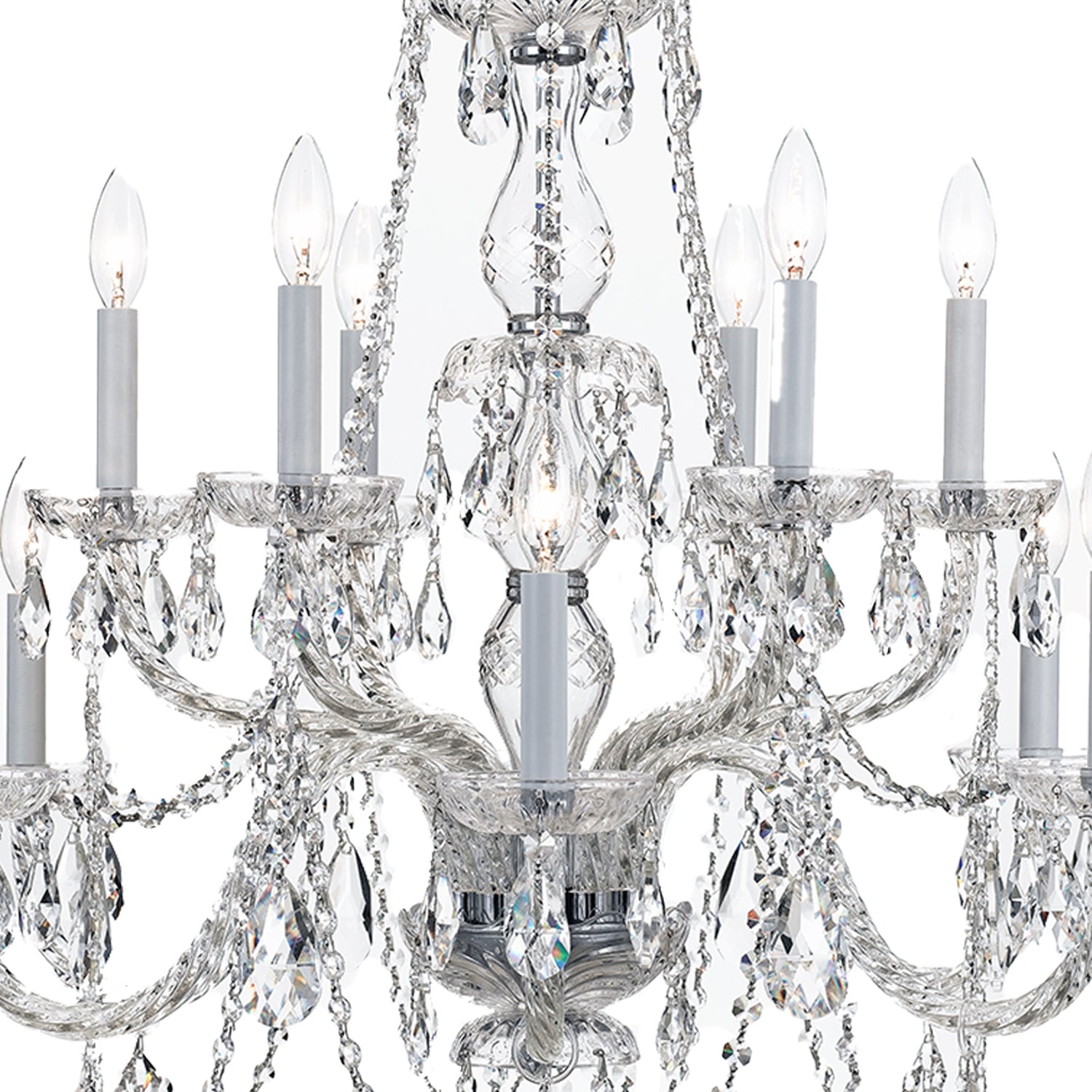 Crystorama Traditional Crystal 1135-CH-CL-MWP – 31 Inch – 12 Light – Chandelier – Clear Crystal – Polished Chrome – Damp Rated
