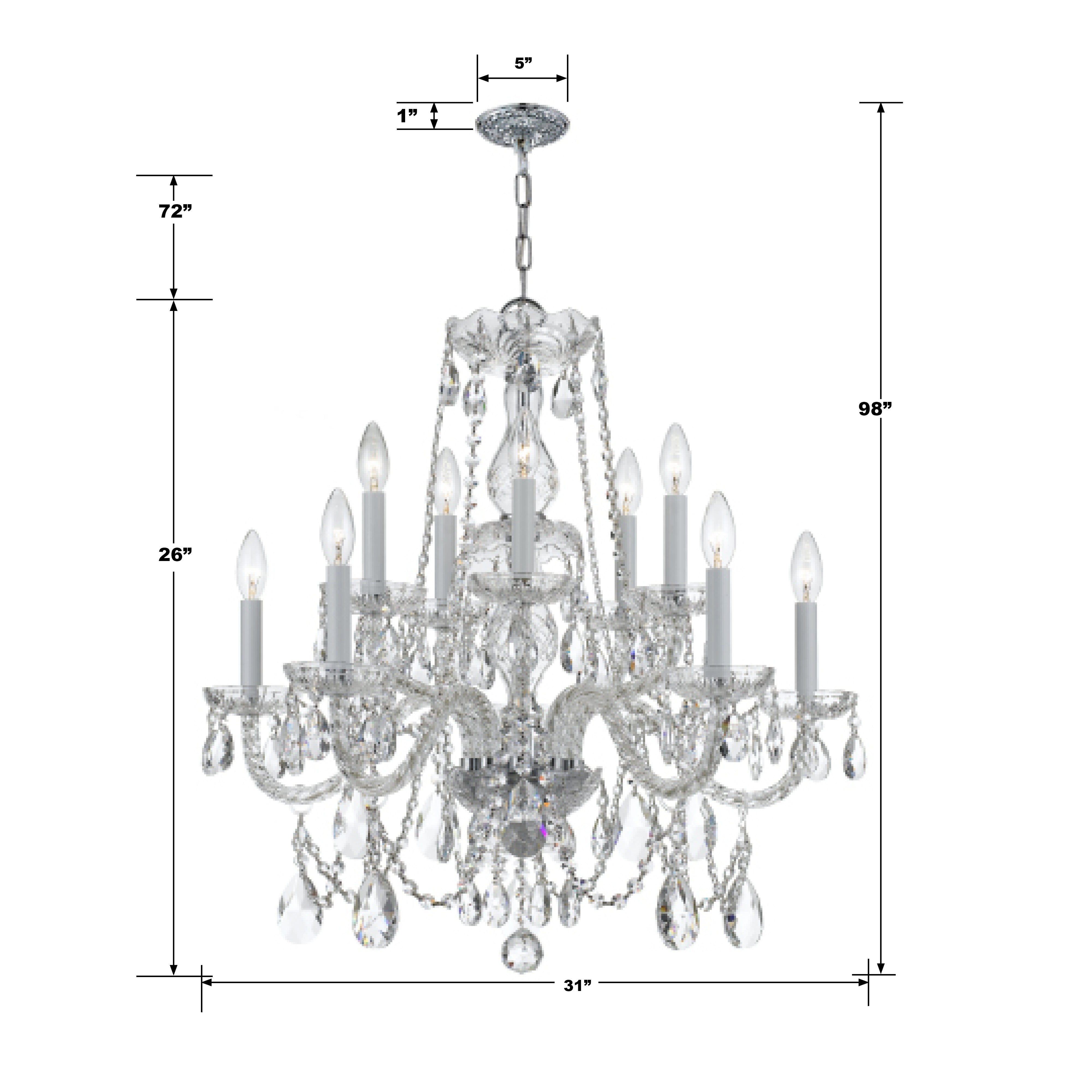 Crystorama Traditional Crystal 1135-CH-CL-MWP – 31 Inch – 12 Light – Chandelier – Clear Crystal – Polished Chrome – Damp Rated