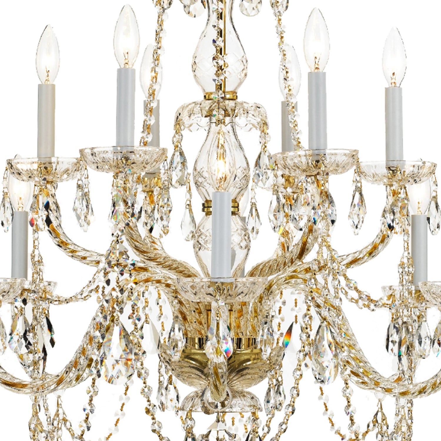 Crystorama Traditional Crystal 1135-PB-CL-MWP – 31 Inch – 12 Light – Chandelier – Clear Crystal – Polished Brass – Damp Rated