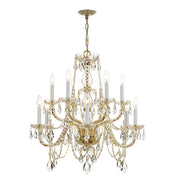 Crystorama Traditional Crystal 1135-PB-CL-SAQ – 31 Inch – 12 Light – Chandelier – Clear Crystal – Polished Brass – Damp Rated