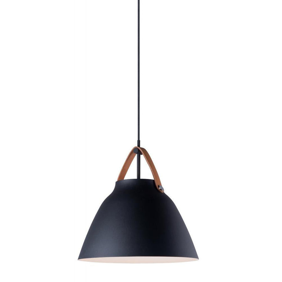 Nordic 14.25 Inch Semi Flush Mount Light – Tan Leather / Black