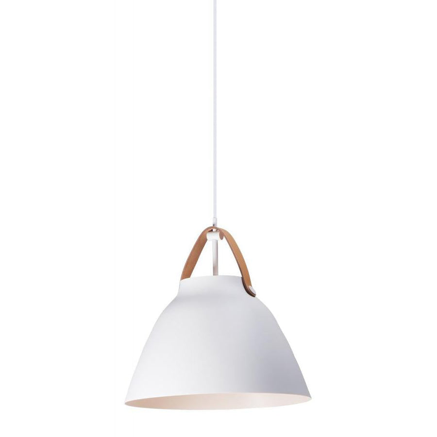 Nordic 14.25 Inch Semi Flush Mount Light – Tan Leather / White
