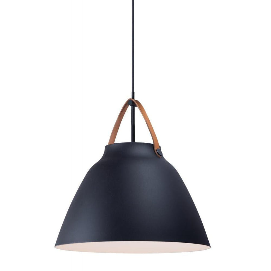 Nordic 19 Inch Semi Flush Mount Light – Tan Leather / Black