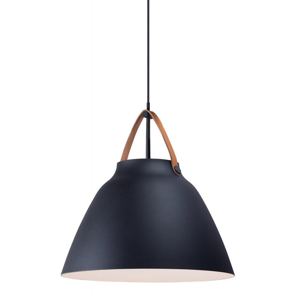 Nordic 19 Inch Semi Flush Mount Light – Tan Leather / Black