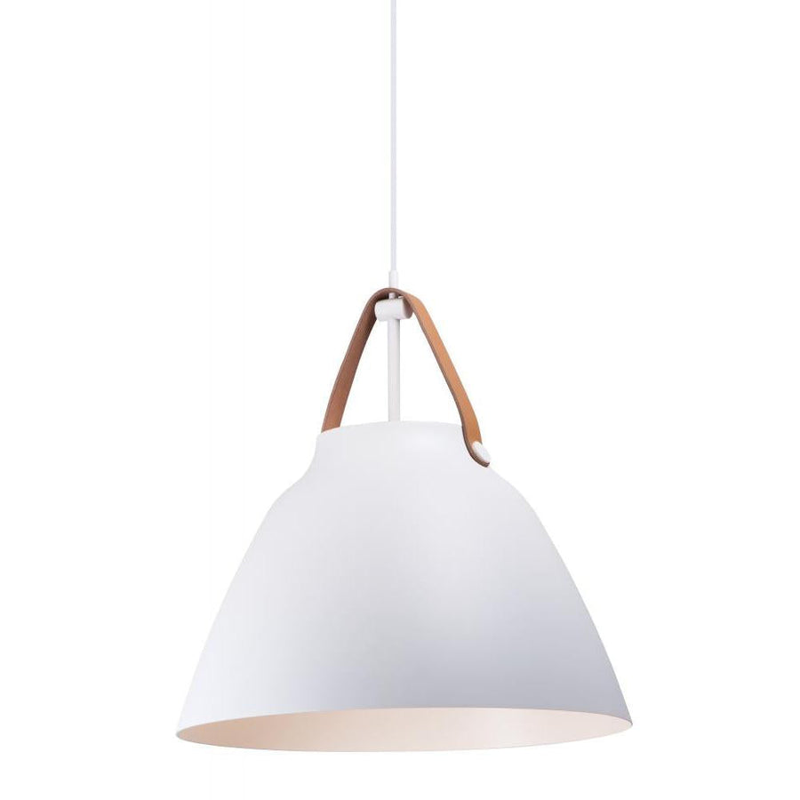 Nordic 19 Inch Semi Flush Mount Light – Tan Leather / White