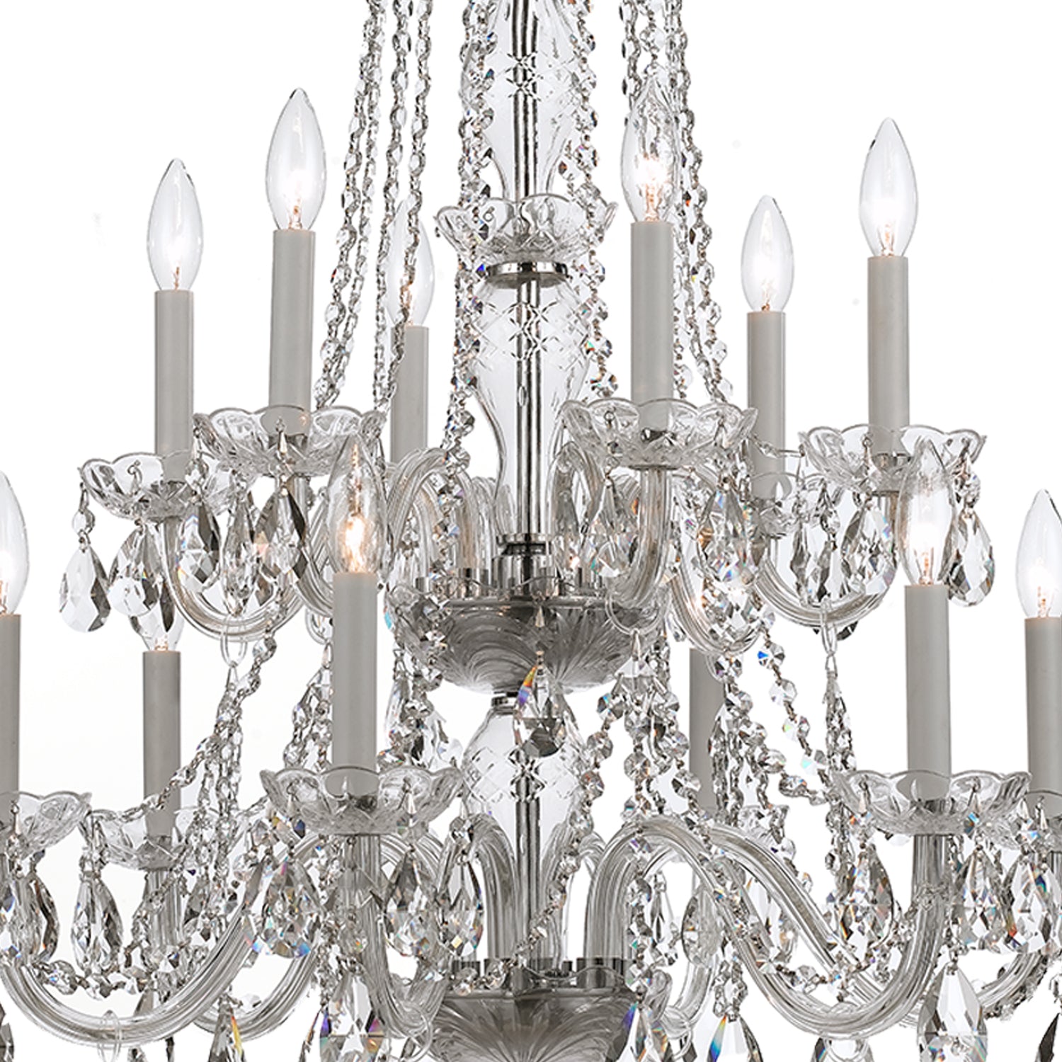 Crystorama Traditional Crystal 1137-CH-CL-MWP – 26 Inch – 12 Light – Chandelier – Clear Crystal – Polished Chrome – Damp Rated