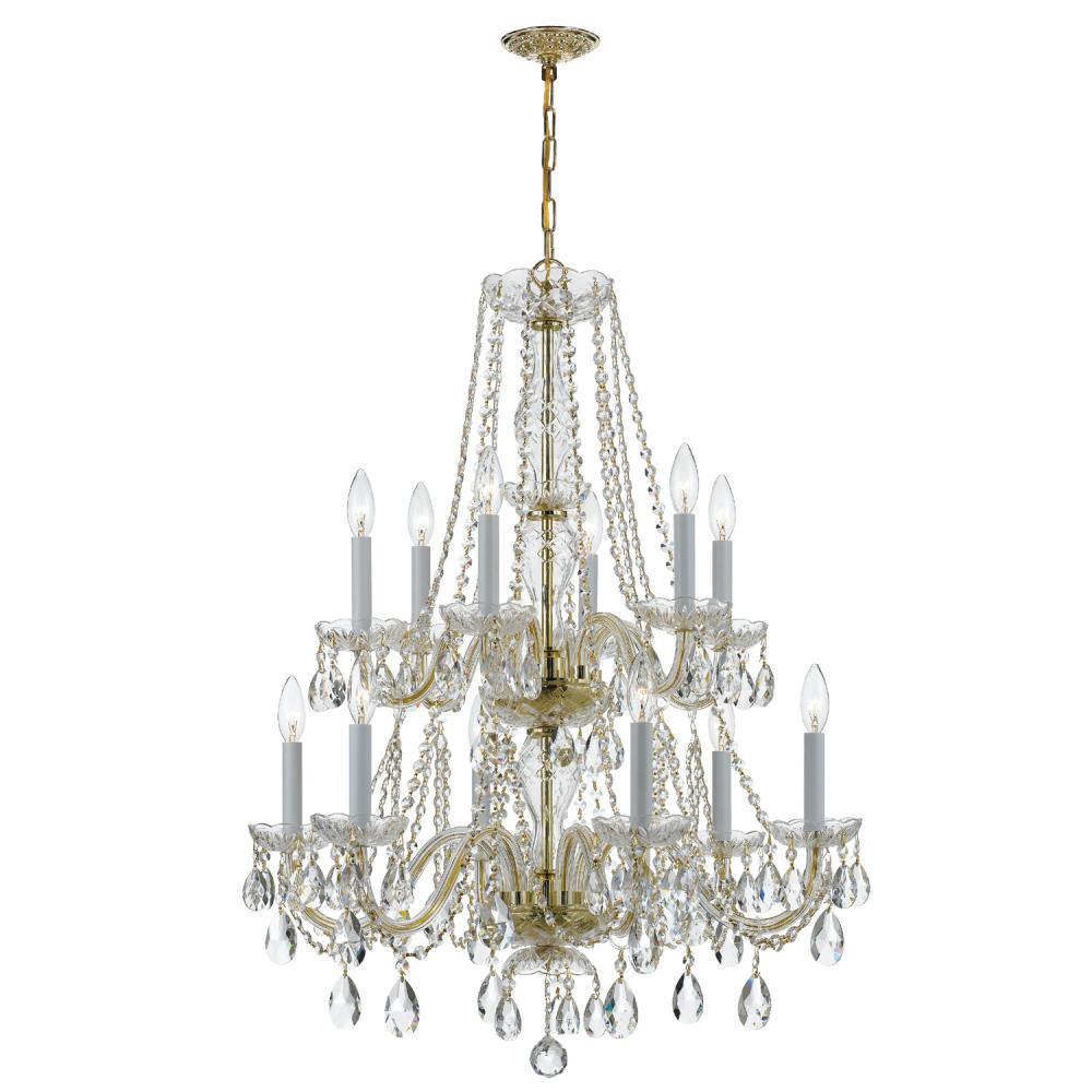 Crystorama Lighting 1137-PB-CL-MWP Chandelier, UL Damp Rated, Polished Brass
