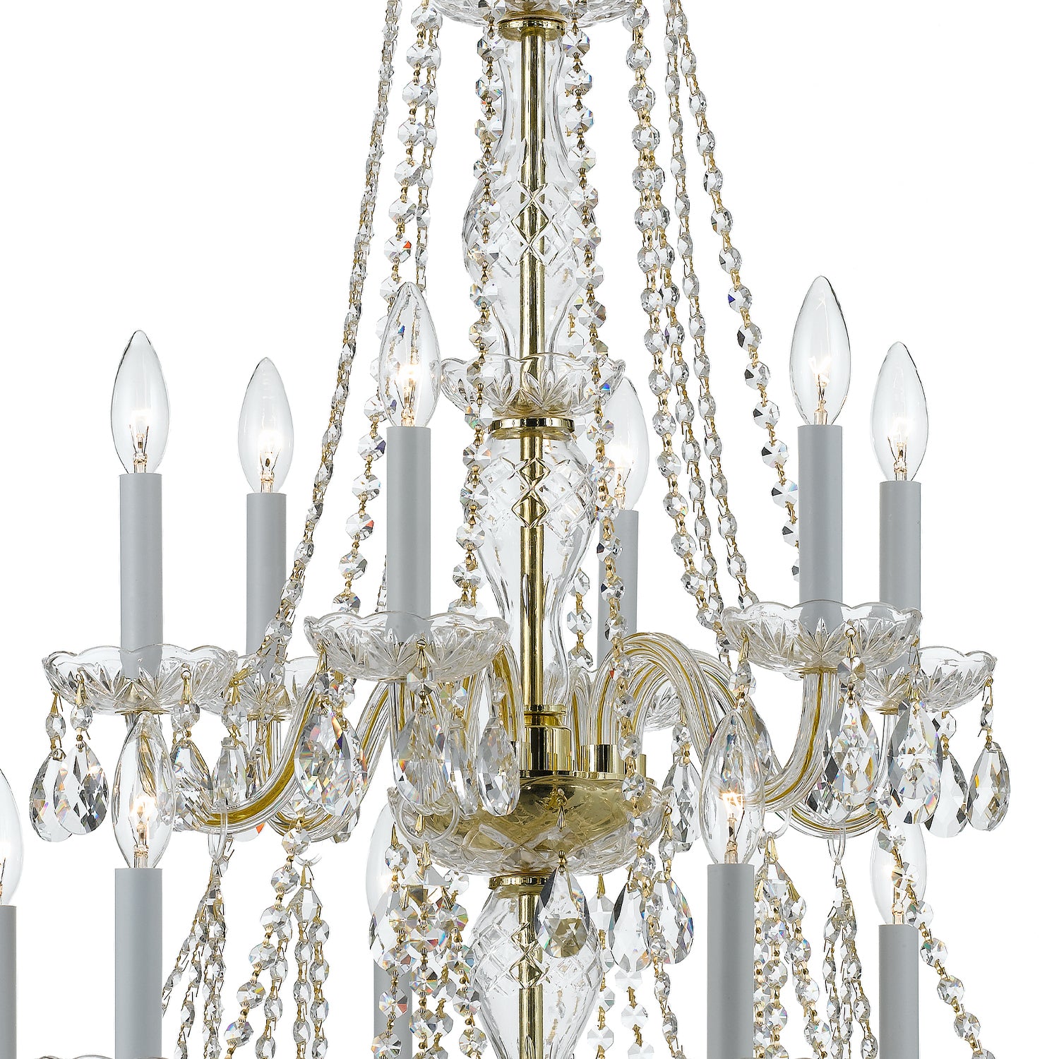 Crystorama Traditional Crystal 1137-PB-CL-MWP – 26 Inch – 12 Light – Chandelier – Clear Crystal – Polished Brass – Damp Rated