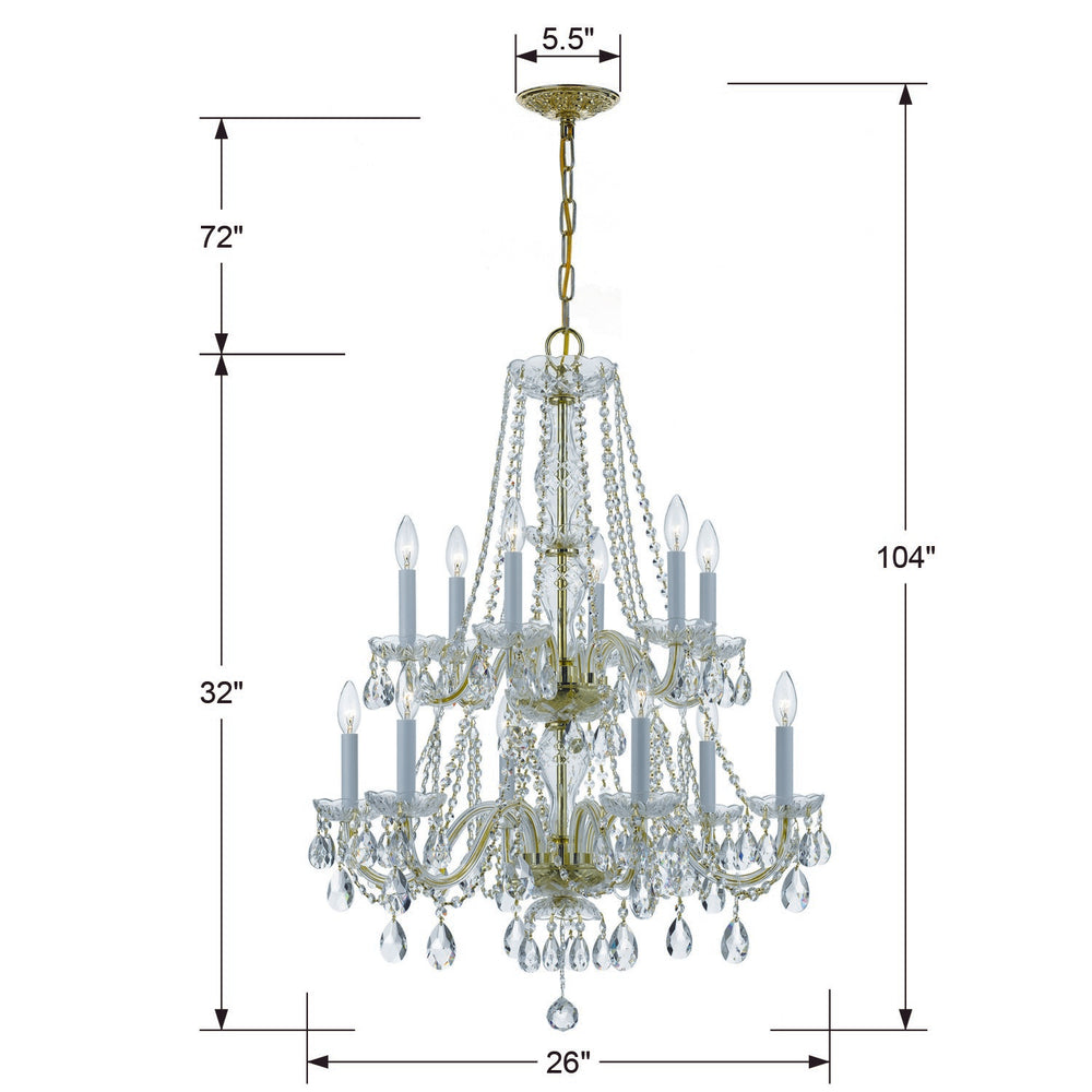 Crystorama Lighting 1137-PB-CL-MWP Chandelier, UL Damp Rated, Polished Brass