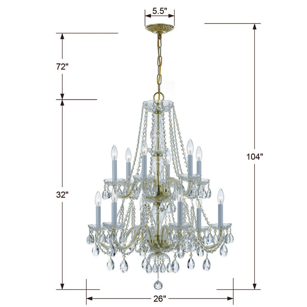 Crystorama TRADITIONAL CRYSTAL 1137-PB-CL-MWP Chandelier Americana - Polished Brass