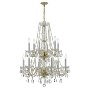 Crystorama Traditional Crystal 1137-PB-CL-S – 26 Inch – 12 Light – Chandelier – Clear Crystal – Polished Brass – Damp Rated