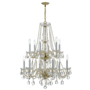Crystorama 1137-PB-CL-SAQ Traditional Crystal 12 Light Polished Brass Chandelier, UL Damp Rated