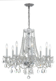 Crystorama Traditional Crystal 1138-CH-CL-MWP – 26 Inch – 8 Light – Chandelier – Clear Crystal – Polished Chrome – Damp Rated