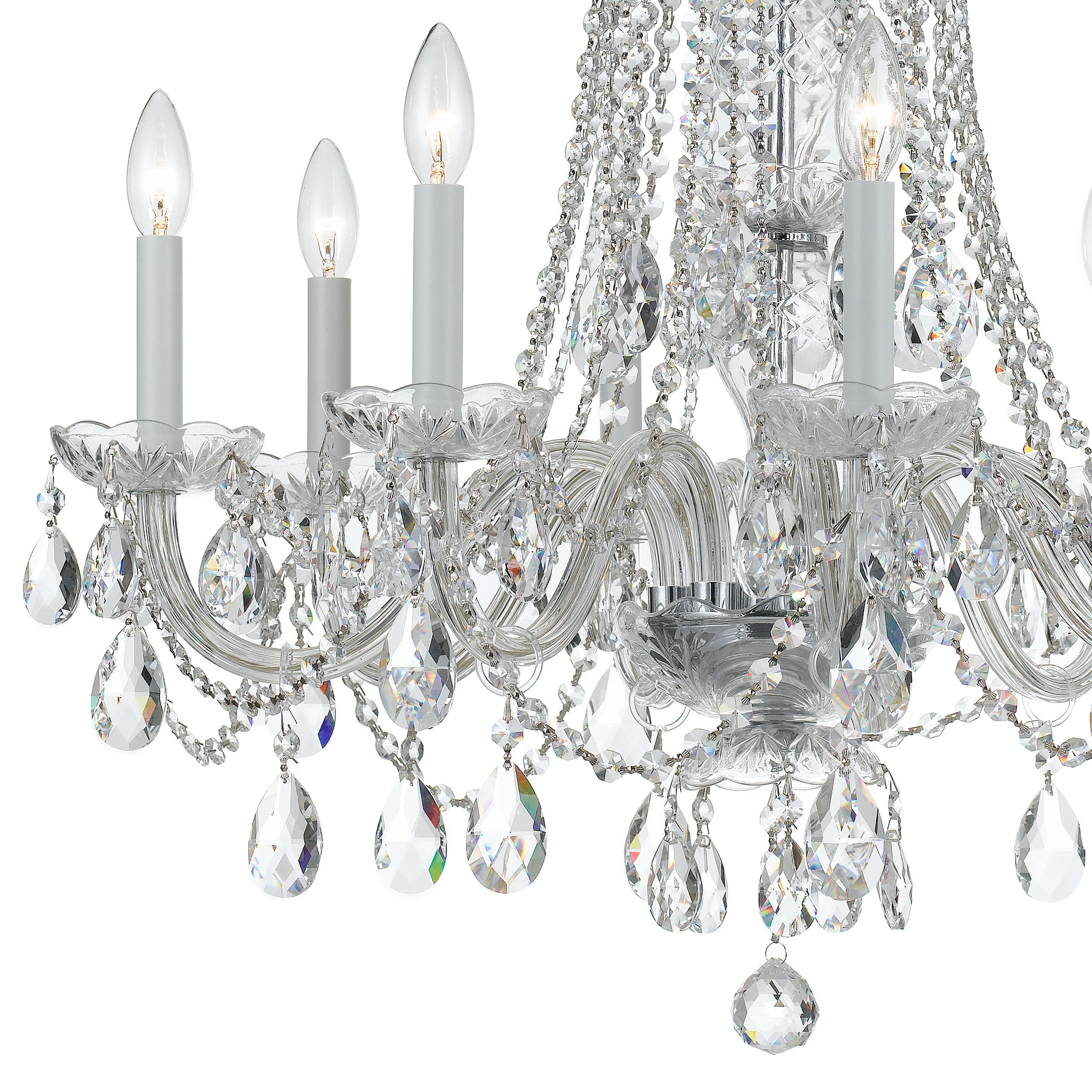 Crystorama Traditional Crystal 1138-CH-CL-MWP – 26 Inch – 8 Light – Chandelier – Clear Crystal – Polished Chrome – Damp Rated