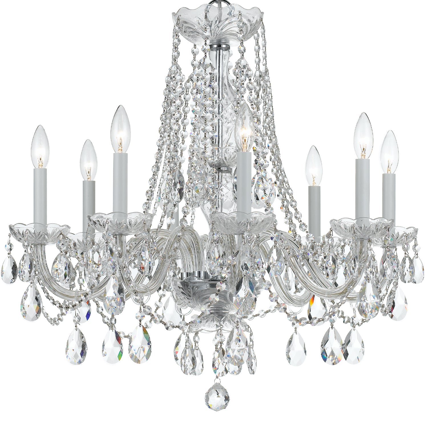 Crystorama Traditional Crystal 1138-CH-CL-MWP – 26 Inch – 8 Light – Chandelier – Clear Crystal – Polished Chrome – Damp Rated