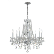 Crystorama Traditional Crystal 1138-CH-CL-SAQ – 26 Inch – 8 Light – Chandelier – Clear Crystal – Polished Chrome – Damp Rated