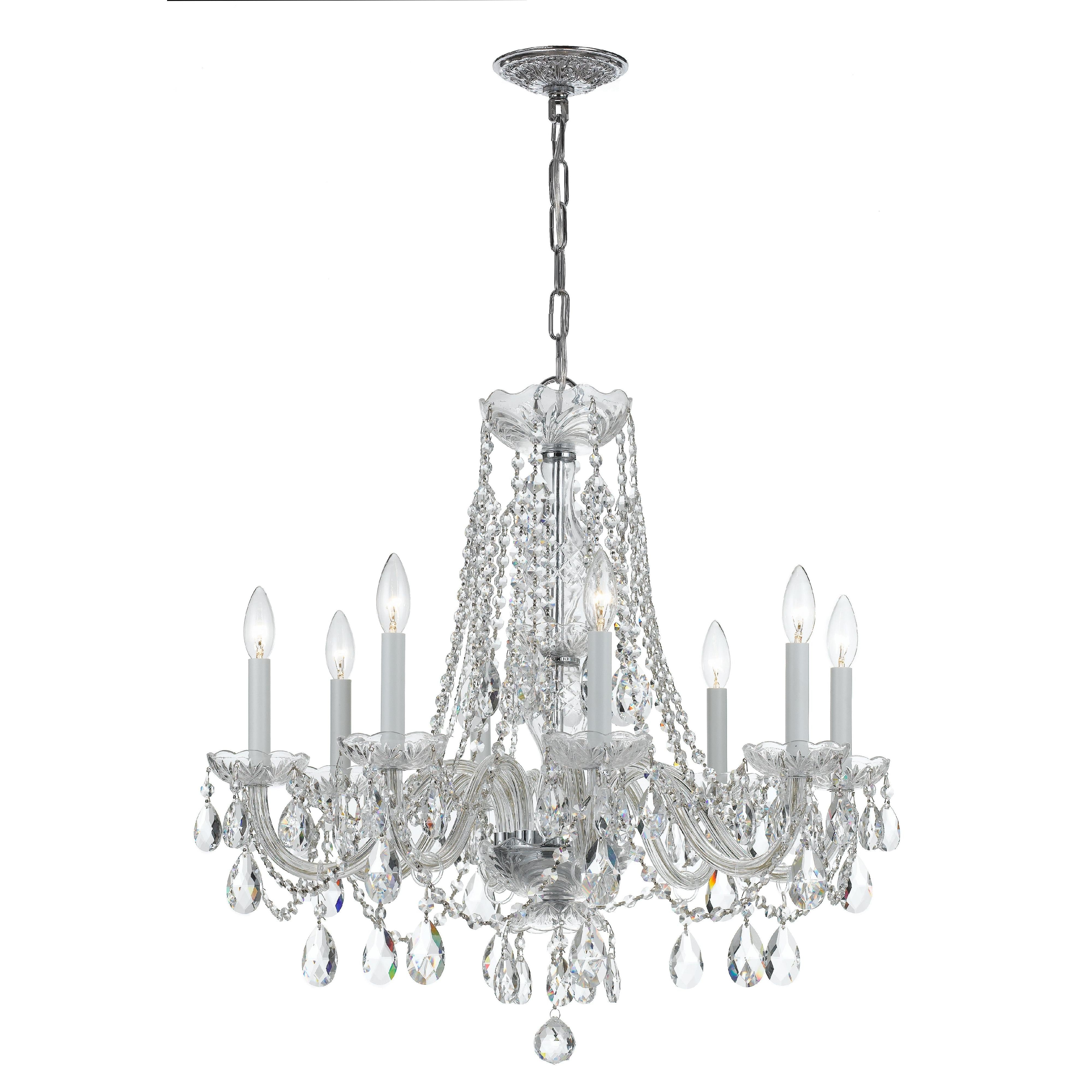 Crystorama Traditional Crystal 1138-CH-CL-SAQ – 26 Inch – 8 Light – Chandelier – Clear Crystal – Polished Chrome – Damp Rated