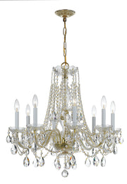 Crystorama Traditional Crystal 1138-PB-CL-MWP – 26 Inch – 8 Light – Chandelier – Clear Crystal – Polished Brass – Damp Rated