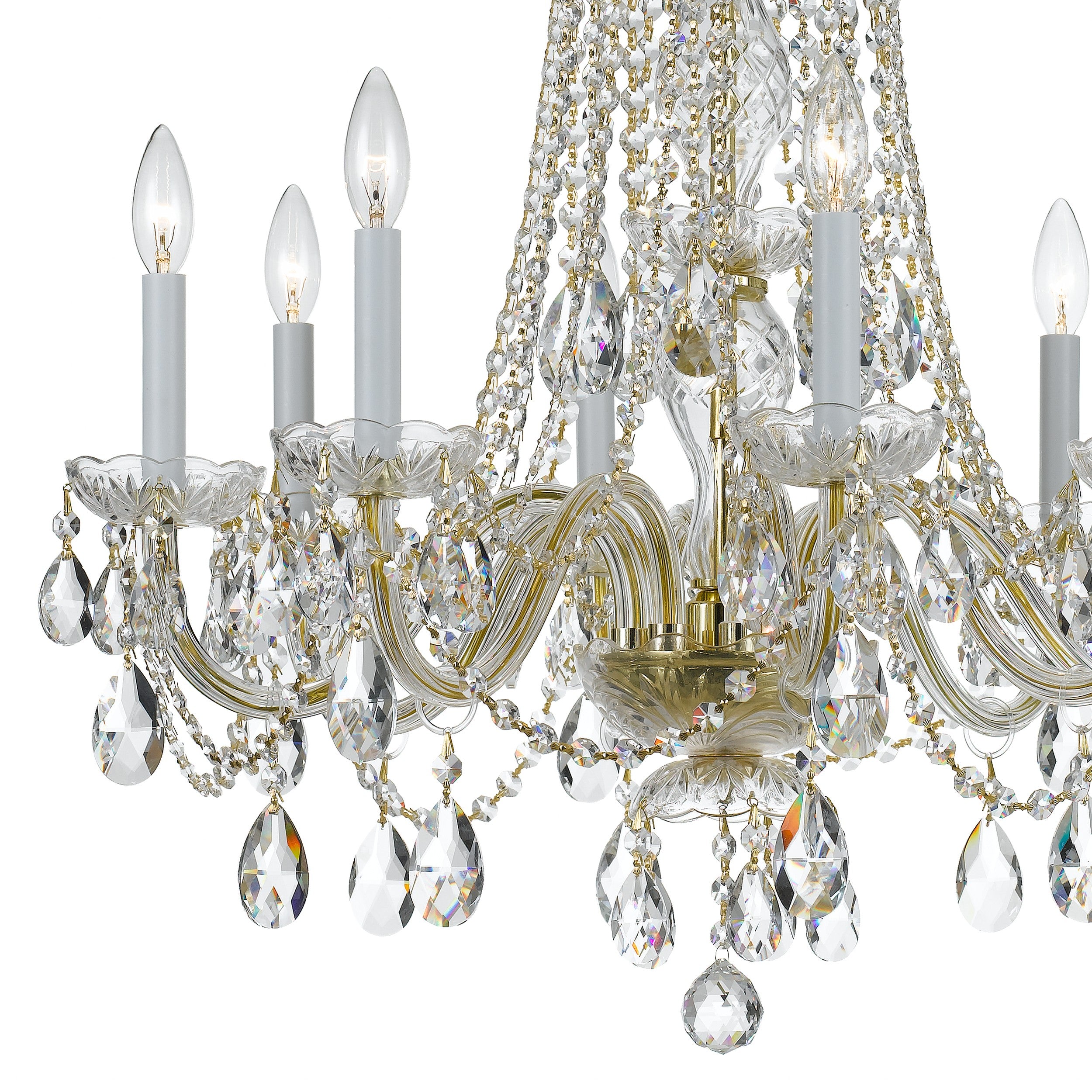 Crystorama Traditional Crystal 1138-PB-CL-MWP – 26 Inch – 8 Light – Chandelier – Clear Crystal – Polished Brass – Damp Rated