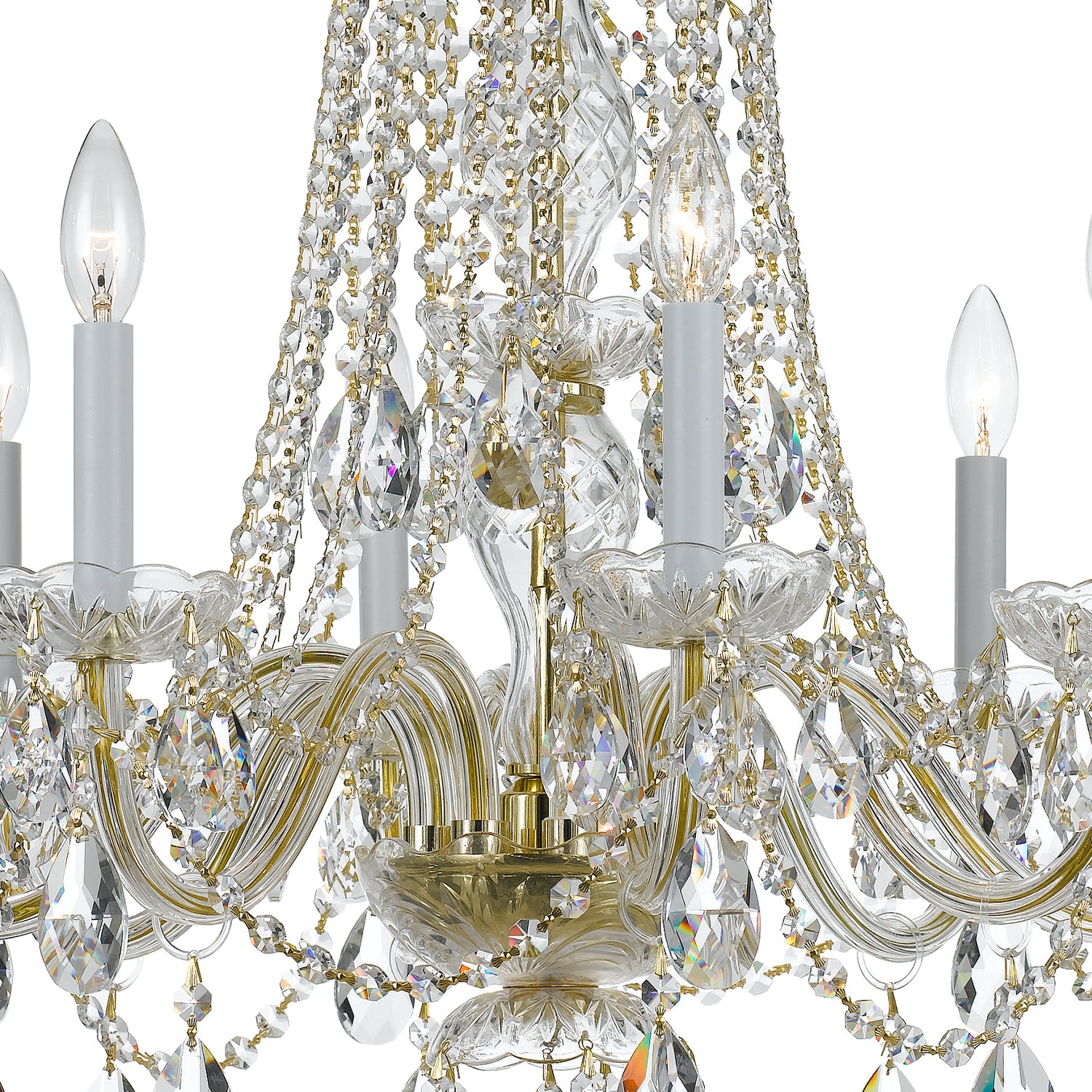 Crystorama Traditional Crystal 1138-PB-CL-MWP – 26 Inch – 8 Light – Chandelier – Clear Crystal – Polished Brass – Damp Rated