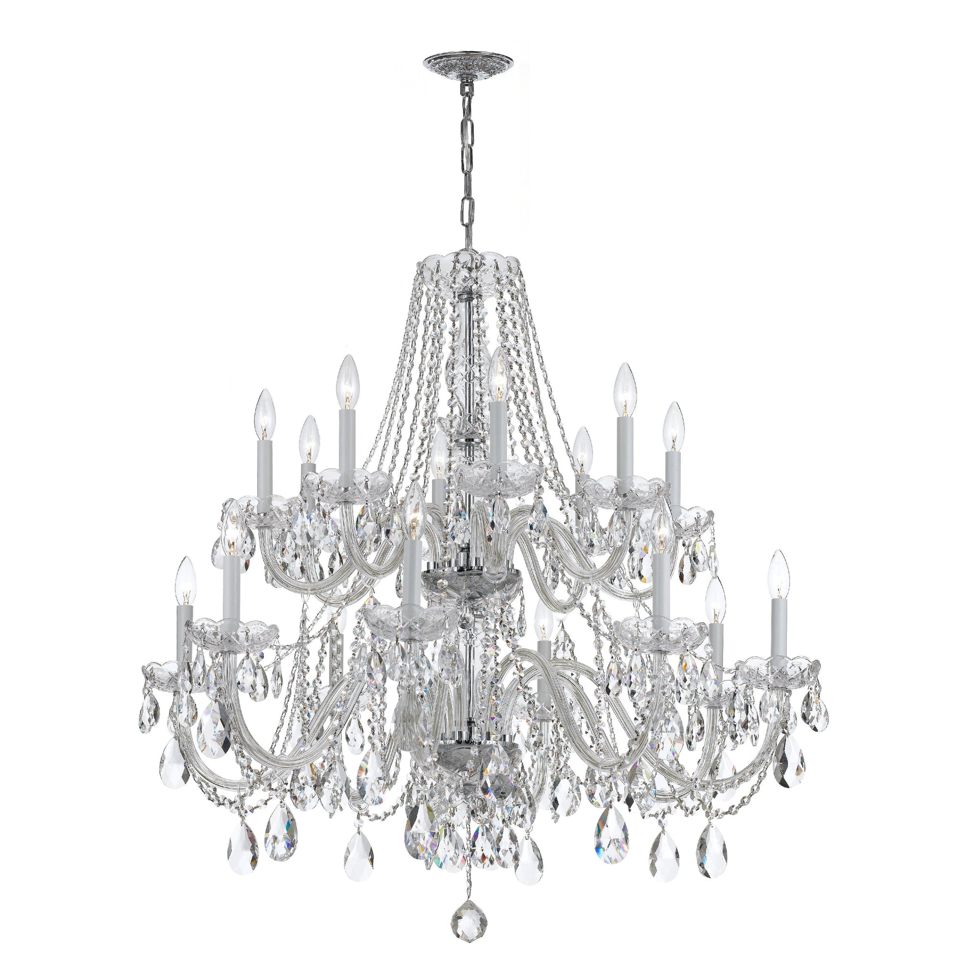 Crystorama Traditional Crystal 1139-CH-CL-MWP – 37 Inch – 16 Light – Chandelier – Clear Crystal – Polished Chrome – Damp Rated