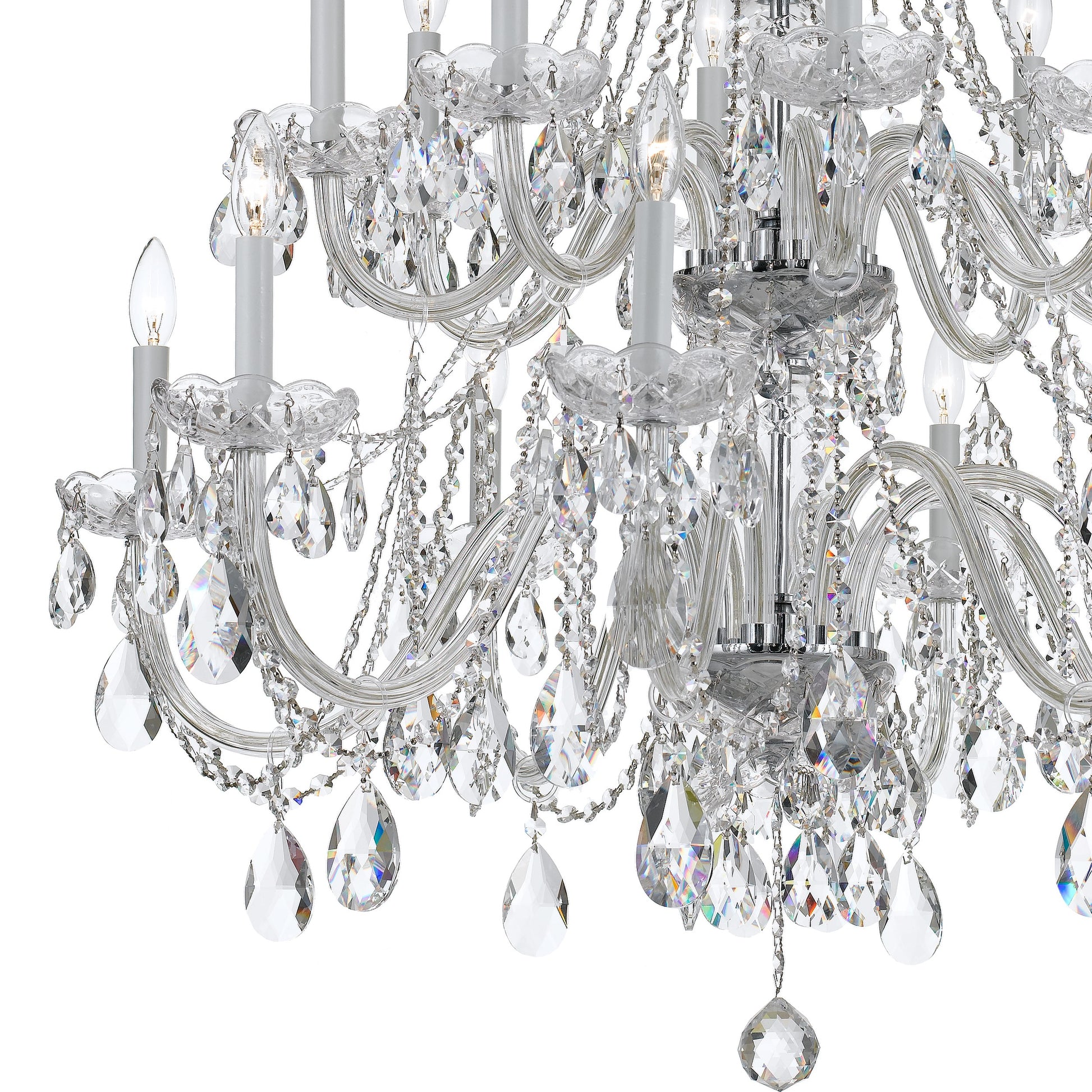 Crystorama Traditional Crystal 1139-CH-CL-MWP – 37 Inch – 16 Light – Chandelier – Clear Crystal – Polished Chrome – Damp Rated