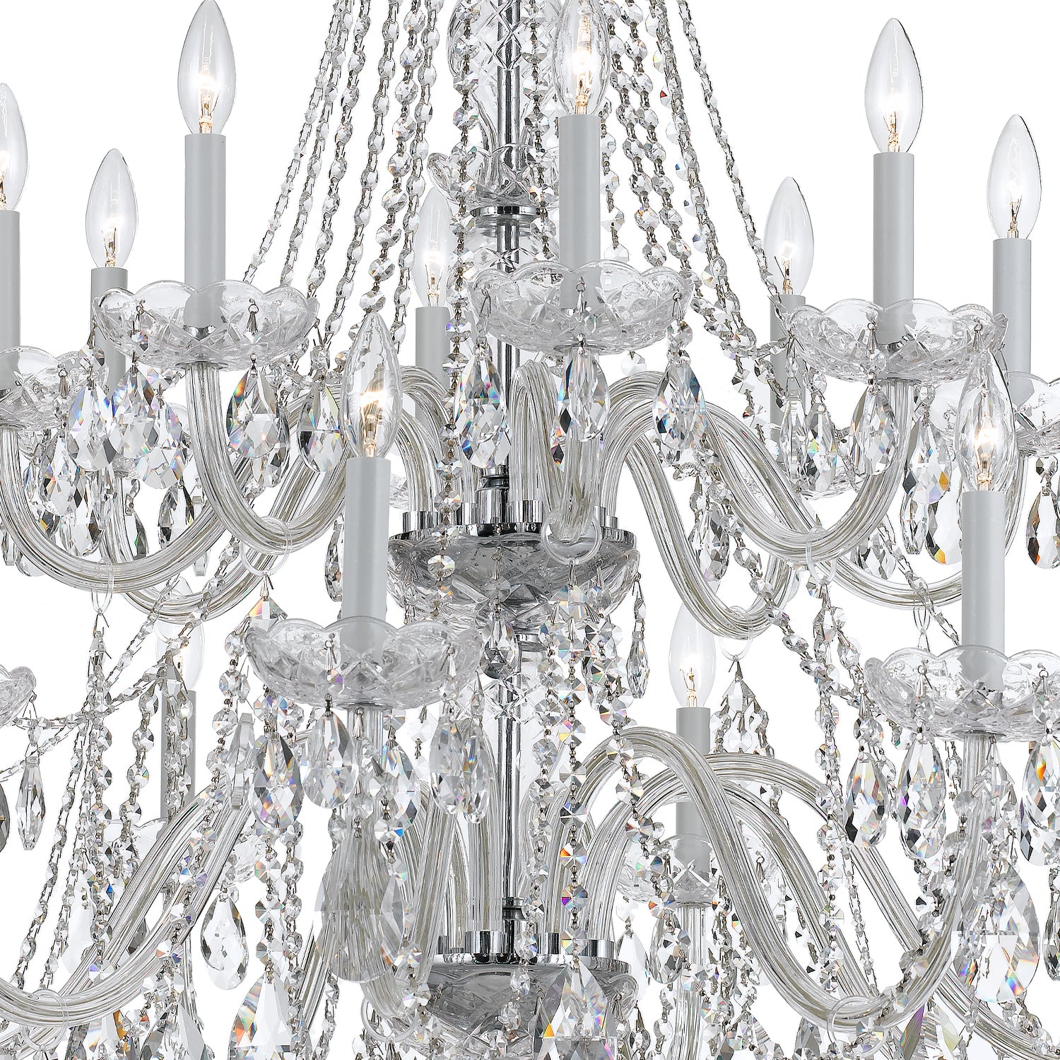Crystorama Traditional Crystal 1139-CH-CL-MWP – 37 Inch – 16 Light – Chandelier – Clear Crystal – Polished Chrome – Damp Rated