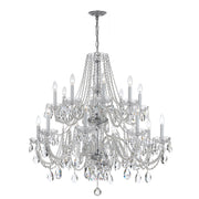 Crystorama Traditional Crystal 1139-CH-CL-SAQ – 37 Inch – 16 Light – Chandelier – Clear Crystal – Polished Chrome – Damp Rated
