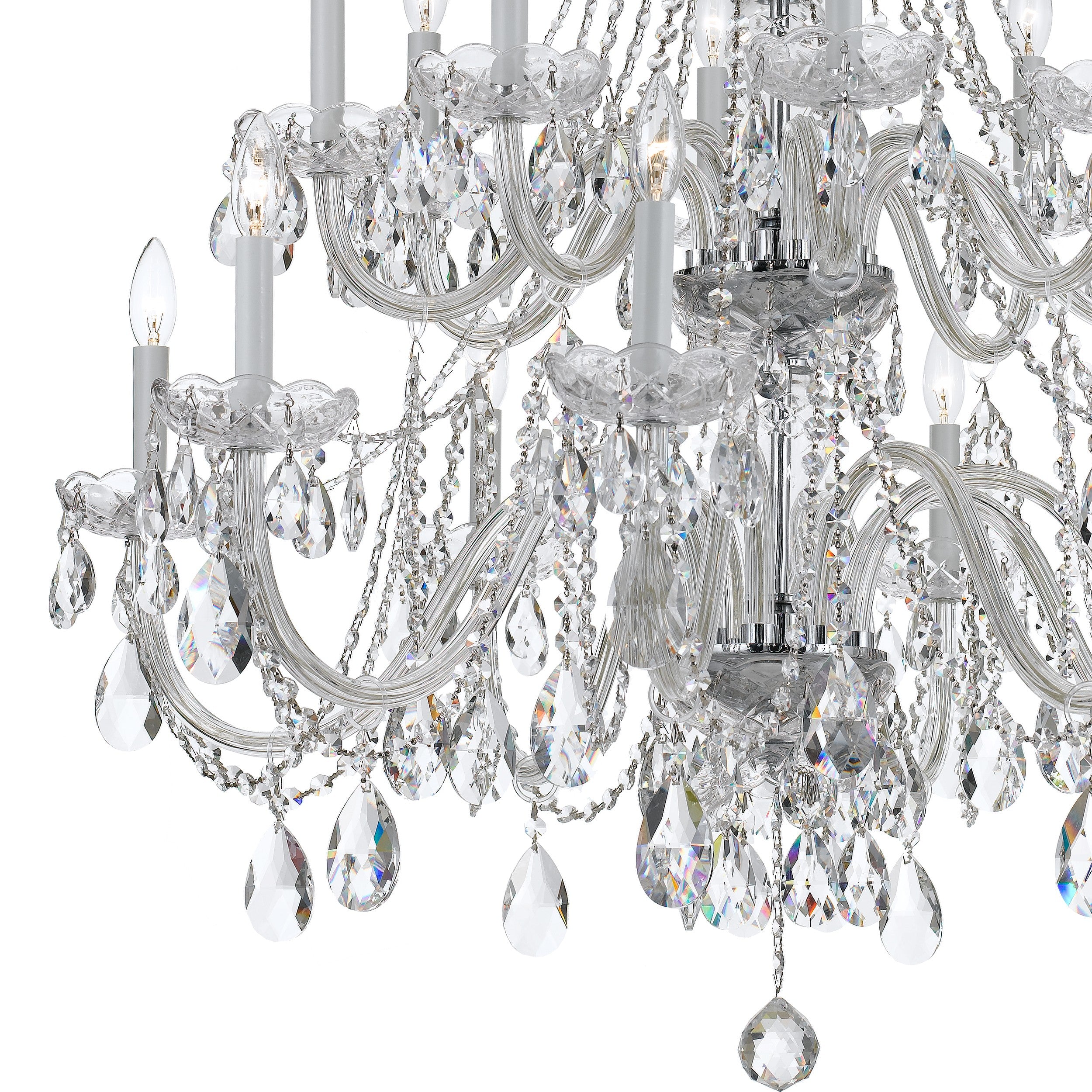 Crystorama Traditional Crystal 1139-CH-CL-SAQ – 37 Inch – 16 Light – Chandelier – Clear Crystal – Polished Chrome – Damp Rated
