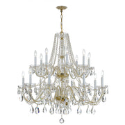 Crystorama Traditional Crystal 1139-PB-CL-S – 37 Inch – 16 Light – Chandelier – Clear Crystal – Polished Brass – Damp Rated
