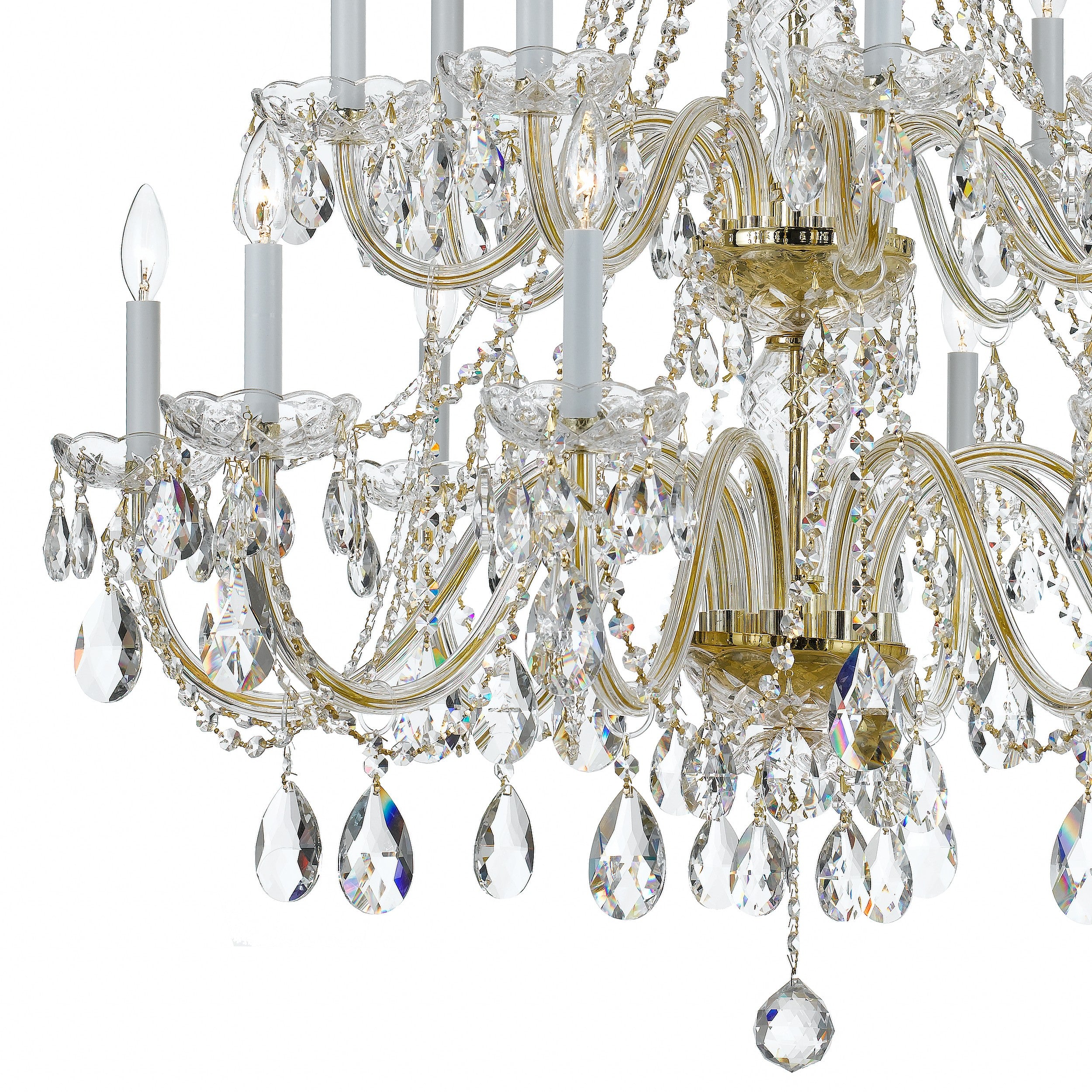 Crystorama Traditional Crystal 1139-PB-CL-S – 37 Inch – 16 Light – Chandelier – Clear Crystal – Polished Brass – Damp Rated