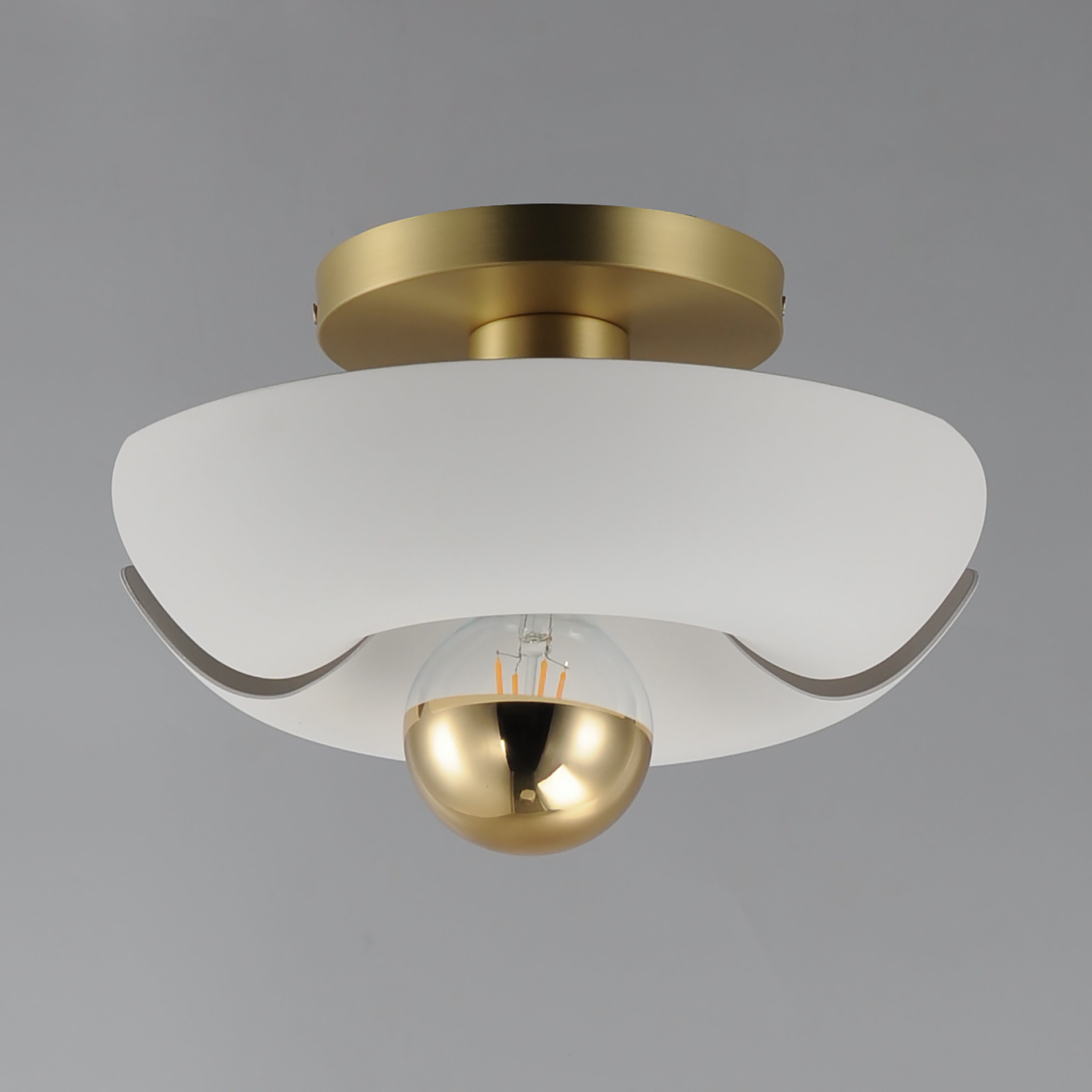 11 Inch Flush Mount – White/Satin Brass