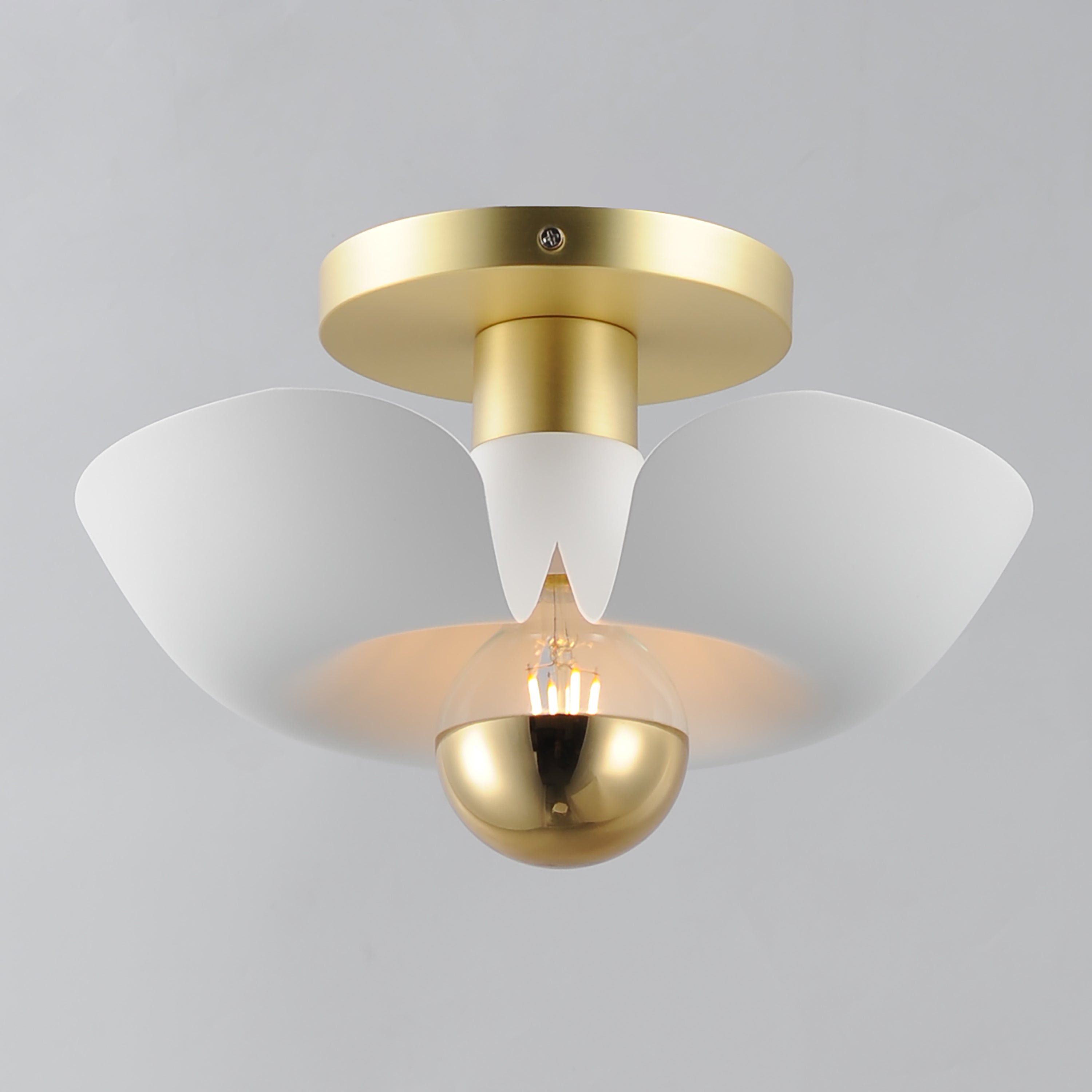 11 Inch Flush Mount – White/Satin Brass