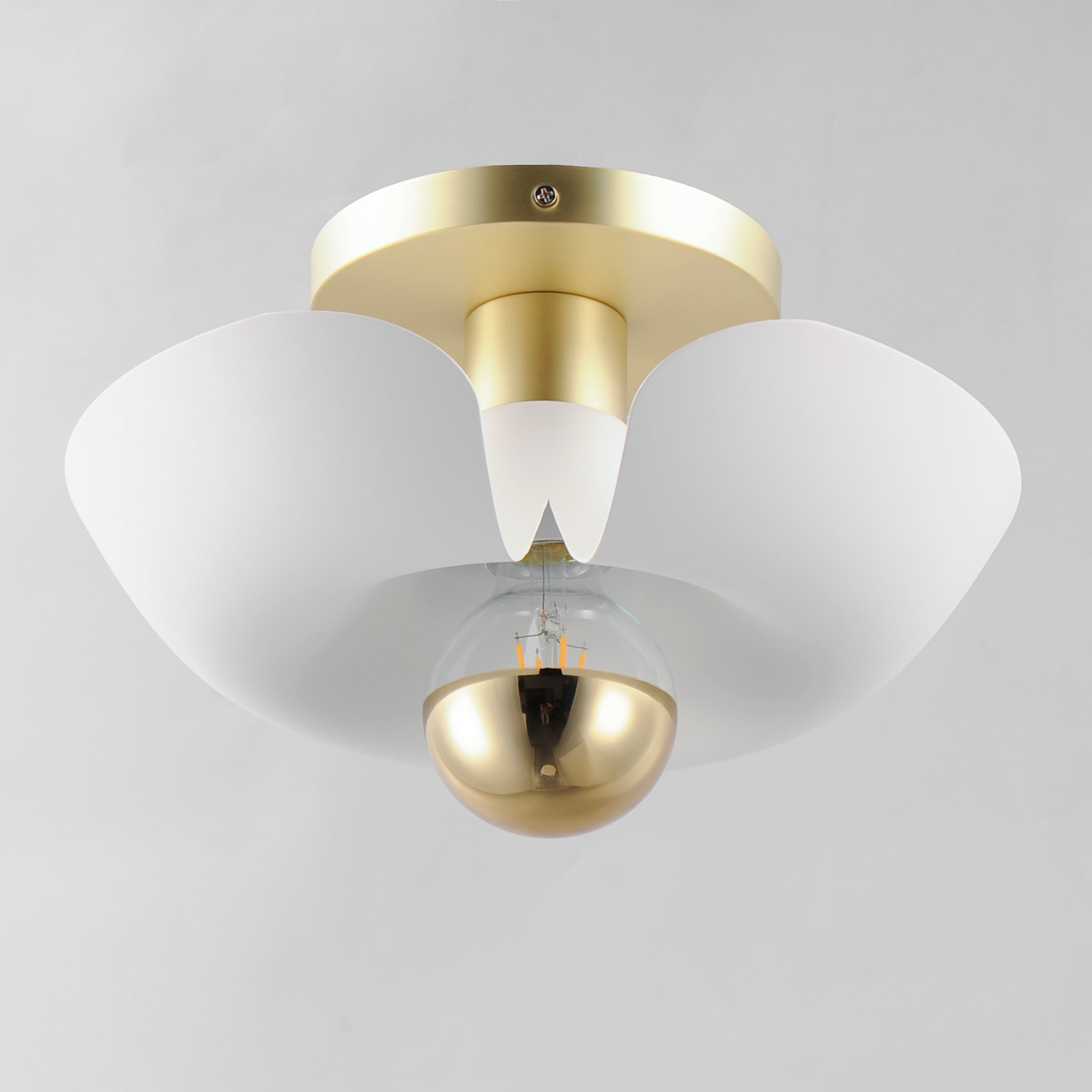 11 Inch Flush Mount – White/Satin Brass