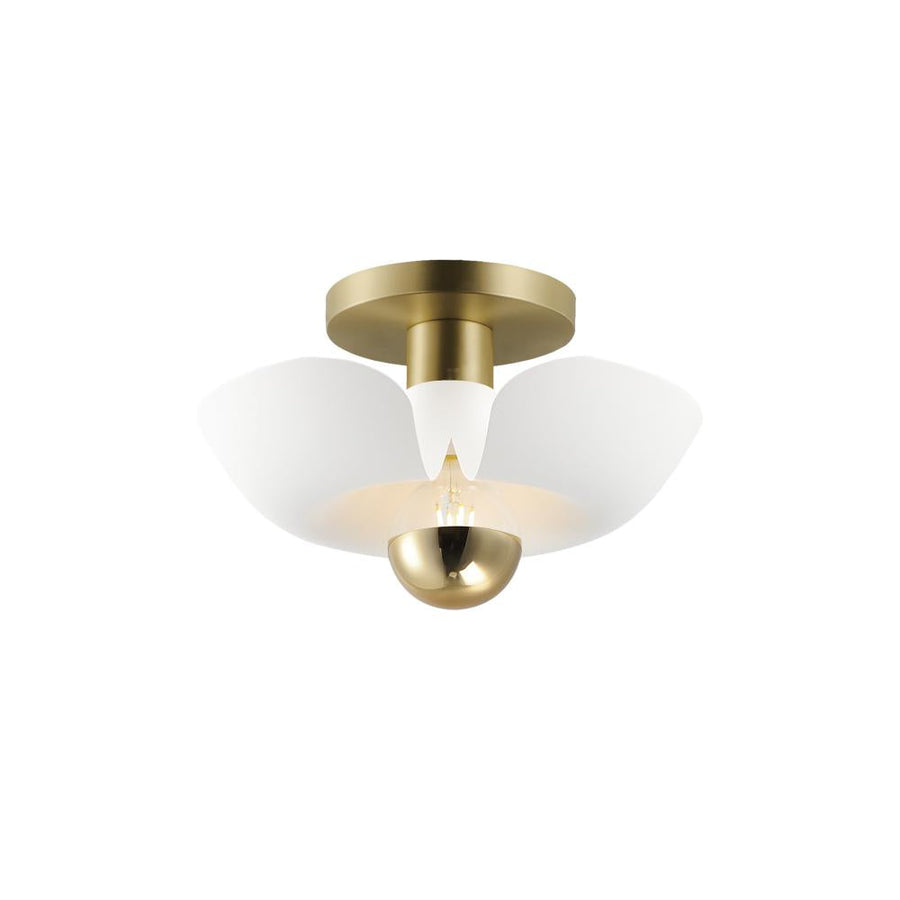 Maxim Lighting 11390WTSBR Poppy 11.75 Inch Flush Mount Light – White/Satin Brass