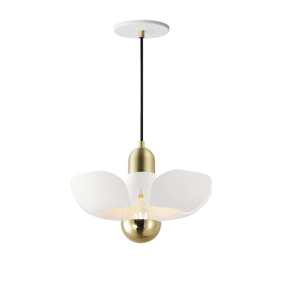 Maxim Lighting 11391WTSBR Poppy 11.75 Inch Semi Flush Mount Light – White/Satin Brass